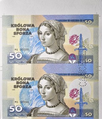 ARCH 2x50 - poľ.kráľovná Bona Sforza - sér. MG 00000, var. zeleno-modrý
