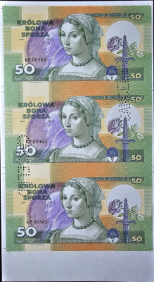 ARCH 3x50 - poľ.kráľovná Bona Sforza - sér. KP CANCELED číslovaná, var. zeleno-fialový